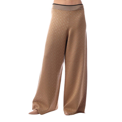 Medium Beige - Front - Boss Womens-Ladies Filara Geometric Wide Leg Palazzo Trousers