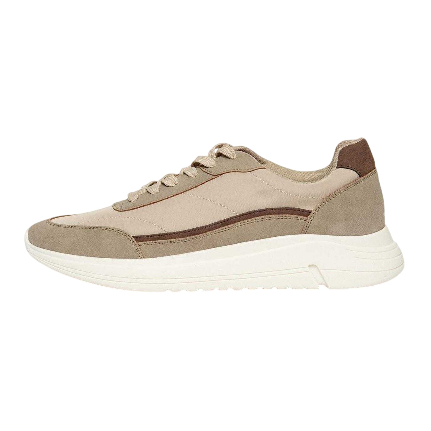 Beige - Back - Threadbare Mens Ariba Textile Trainers