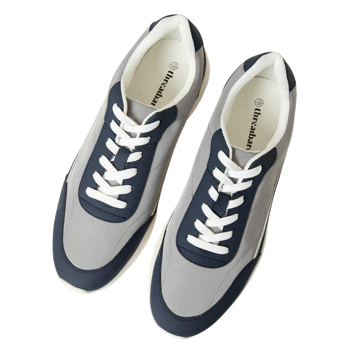 Navy - Side - Threadbare Mens Ariba Textile Trainers