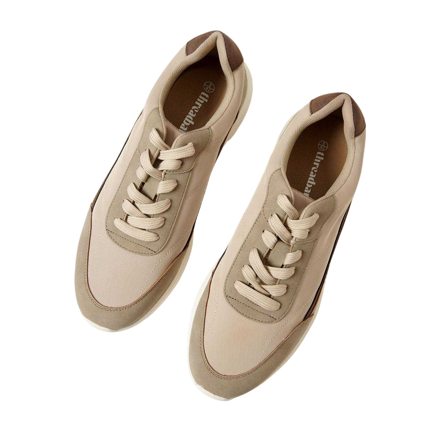 Beige - Side - Threadbare Mens Ariba Textile Trainers
