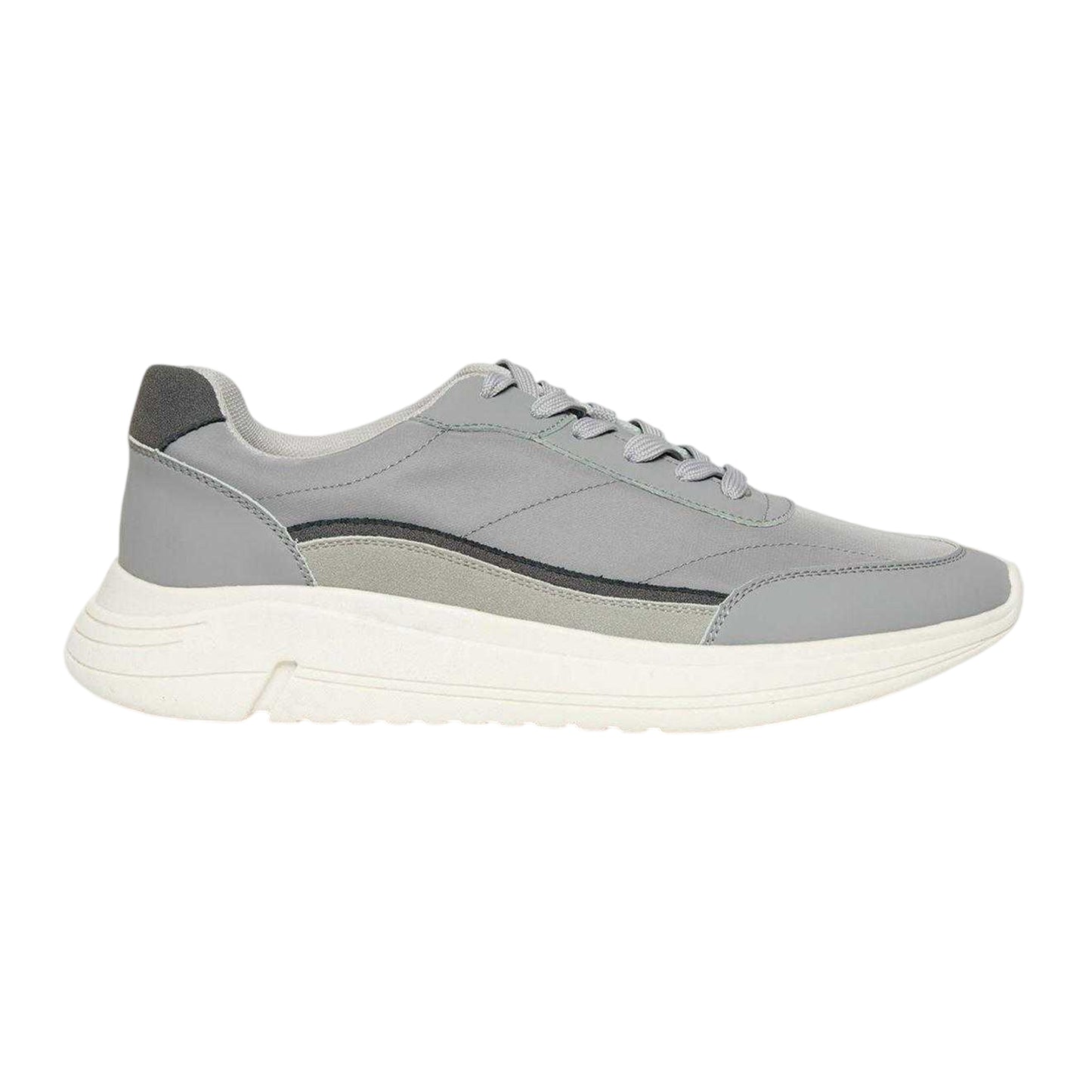 Grey - Front - Threadbare Mens Ariba Textile Trainers