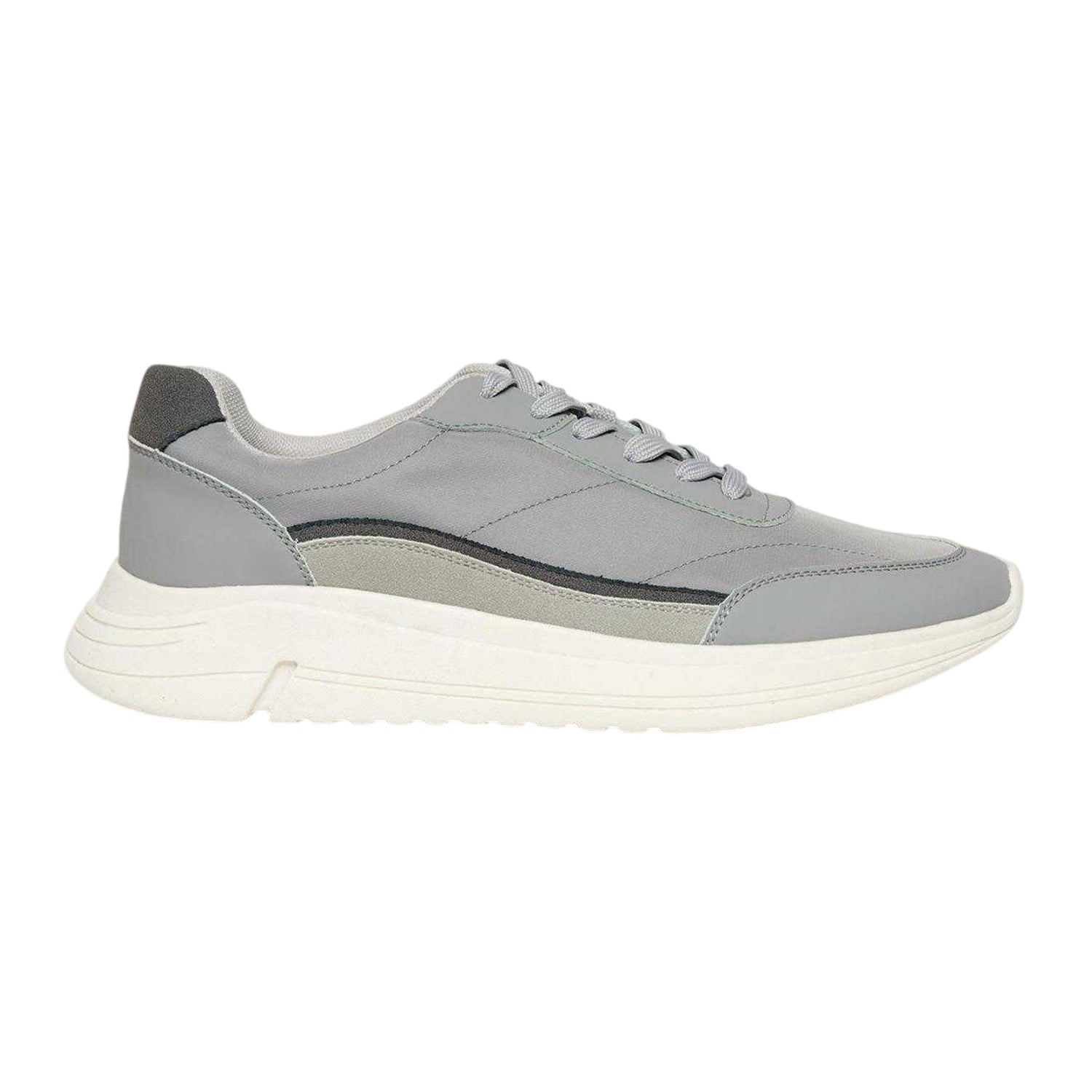 Grey - Front - Threadbare Mens Ariba Textile Trainers