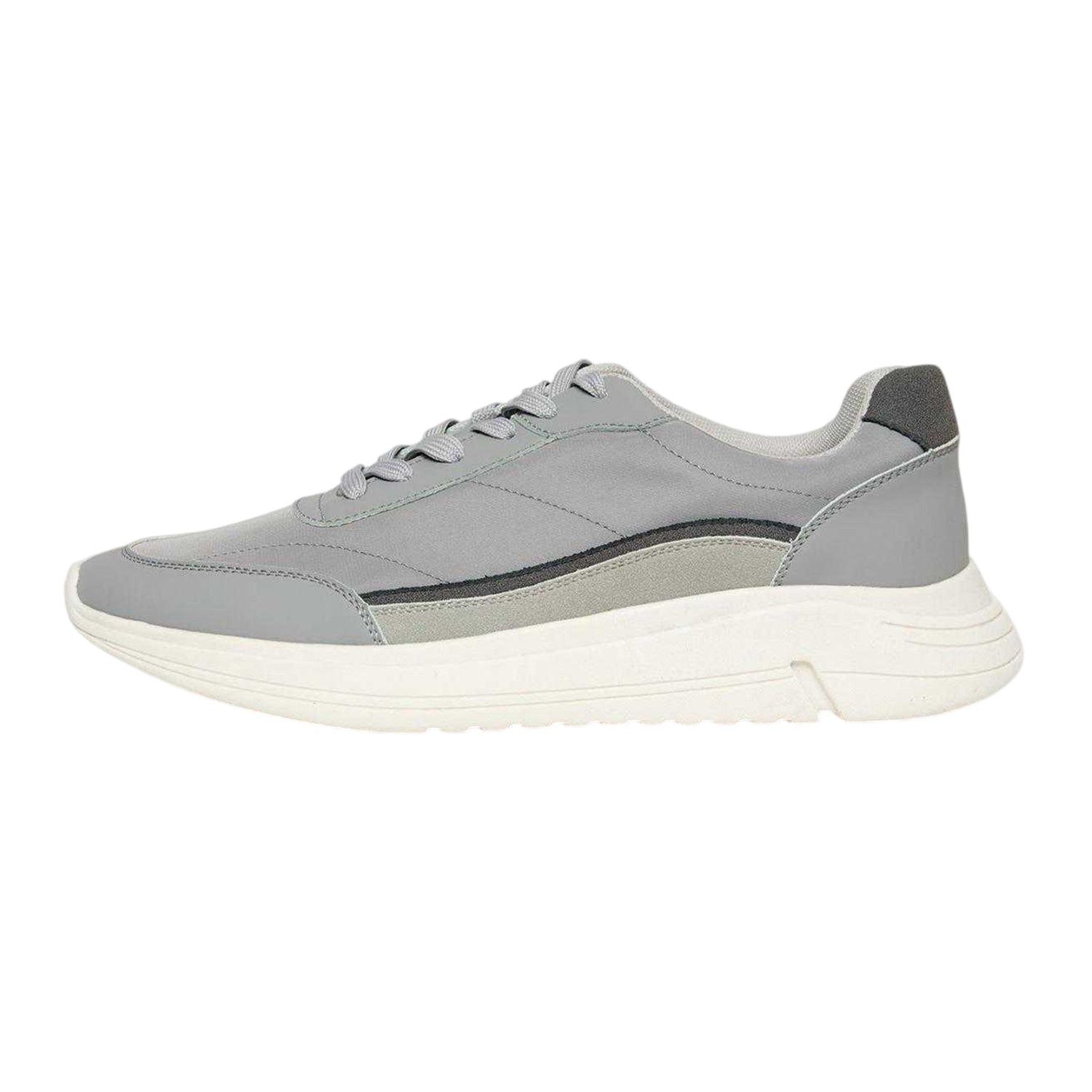 Grey - Back - Threadbare Mens Ariba Textile Trainers