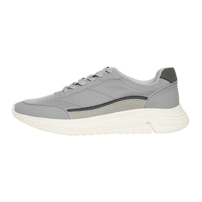 Grey - Back - Threadbare Mens Ariba Textile Trainers