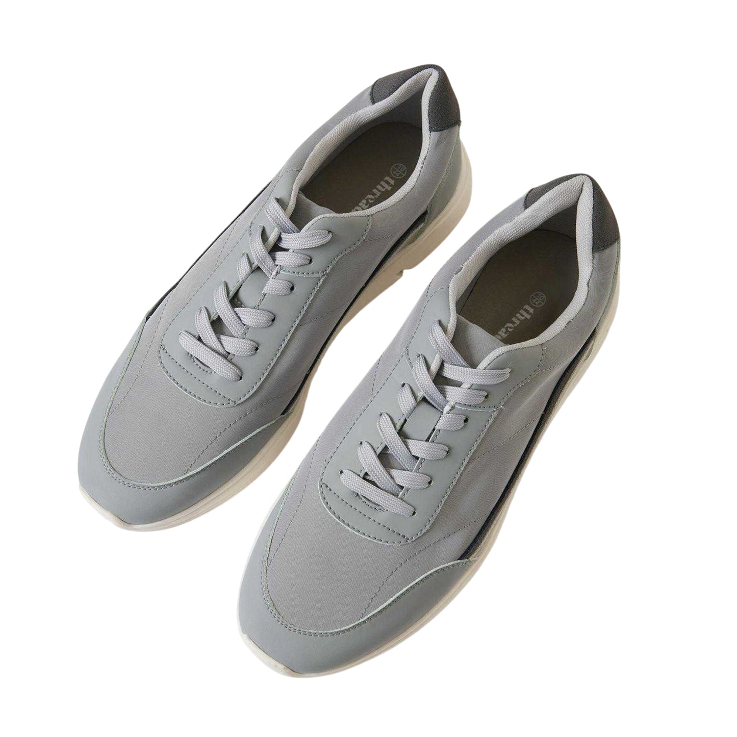 Grey - Side - Threadbare Mens Ariba Textile Trainers