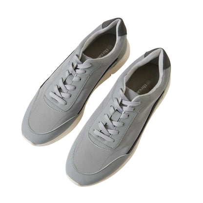 Grey - Side - Threadbare Mens Ariba Textile Trainers