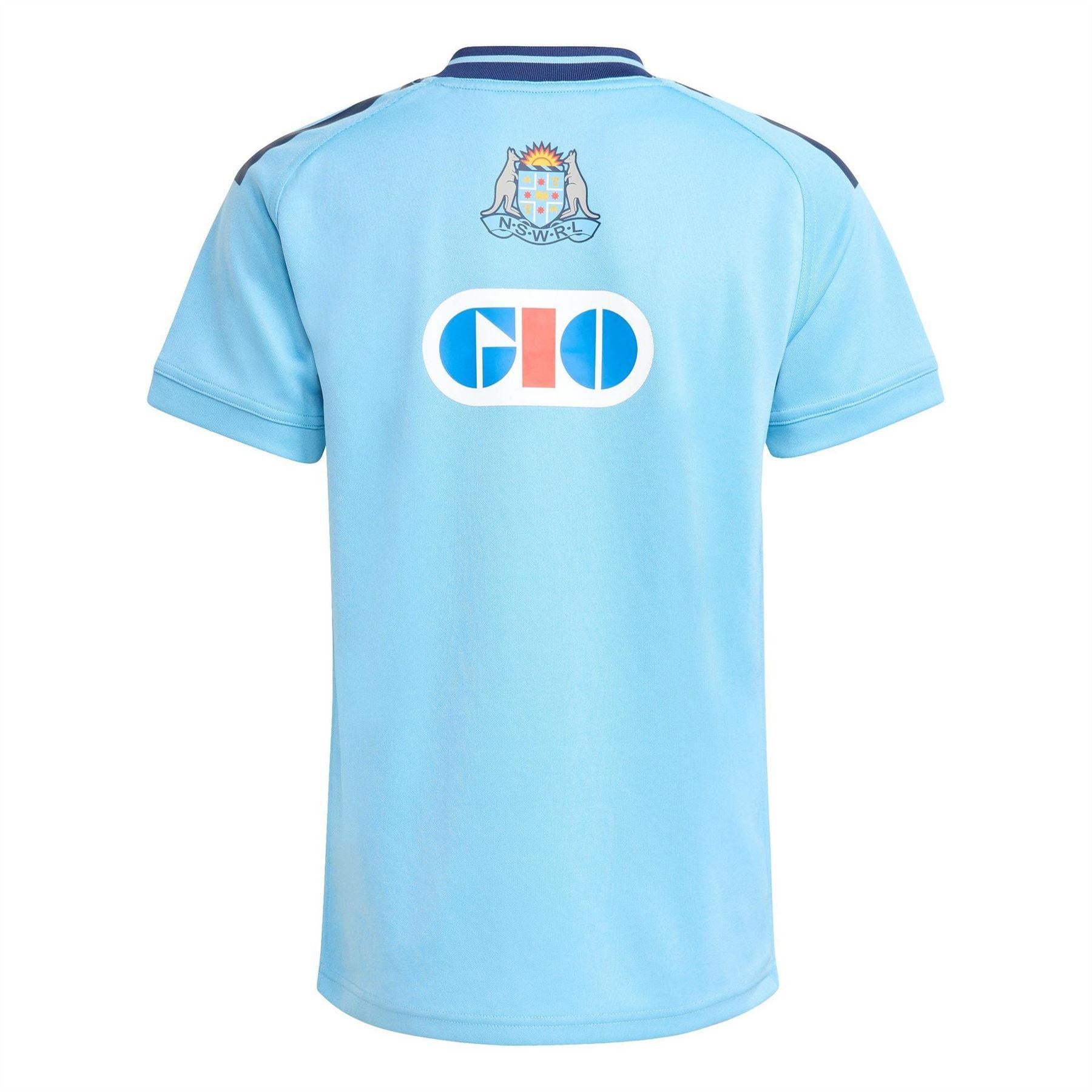 Sky Blue-Navy - Back - Adidas Mens NSW Blues Home Jersey