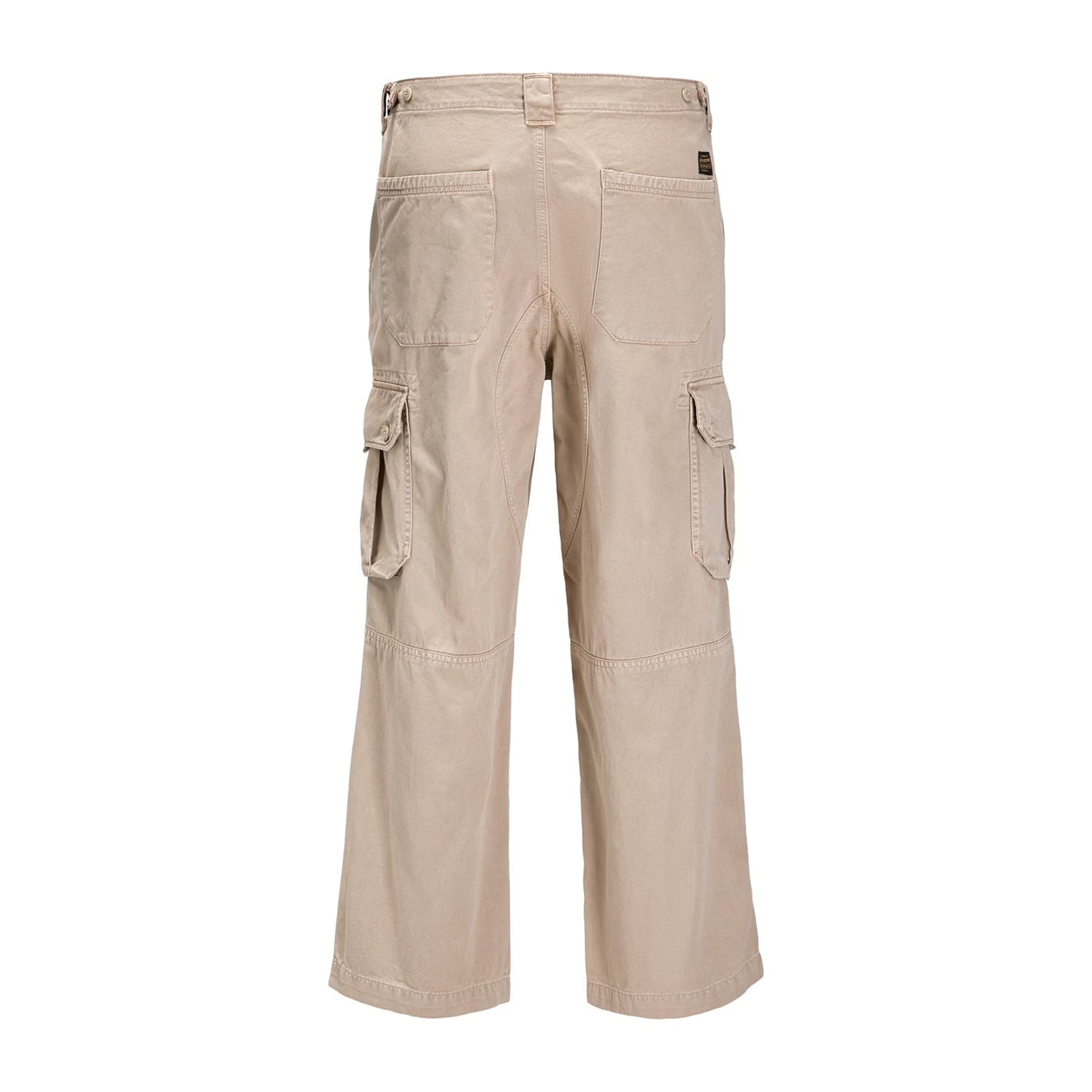 Taupe - Back - Jack And Jones Mens Atlas Wide Leg Cargo Trousers
