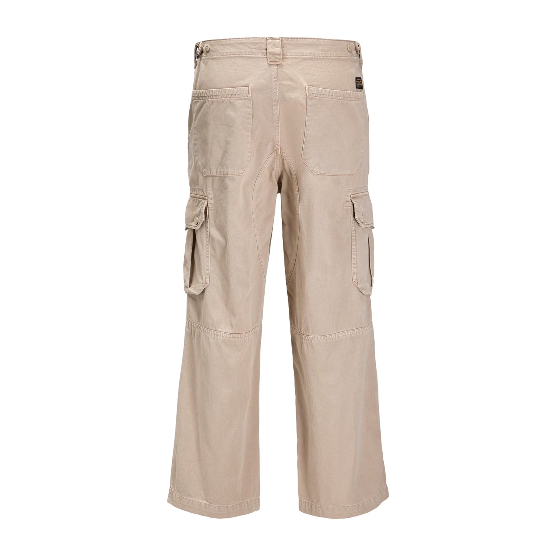Taupe - Back - Jack And Jones Mens Atlas Wide Leg Cargo Trousers