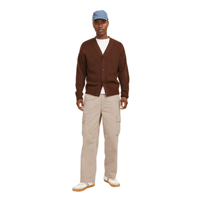 Taupe - Lifestyle - Jack And Jones Mens Atlas Wide Leg Cargo Trousers