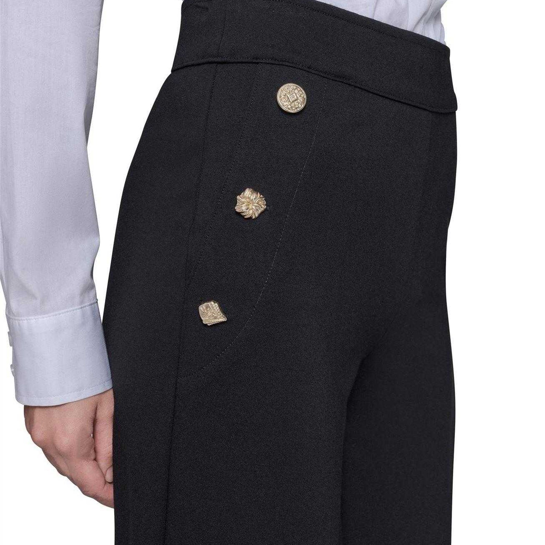 Black - Side - Karl Lagerfeld Womens-Ladies Wide Leg Trousers