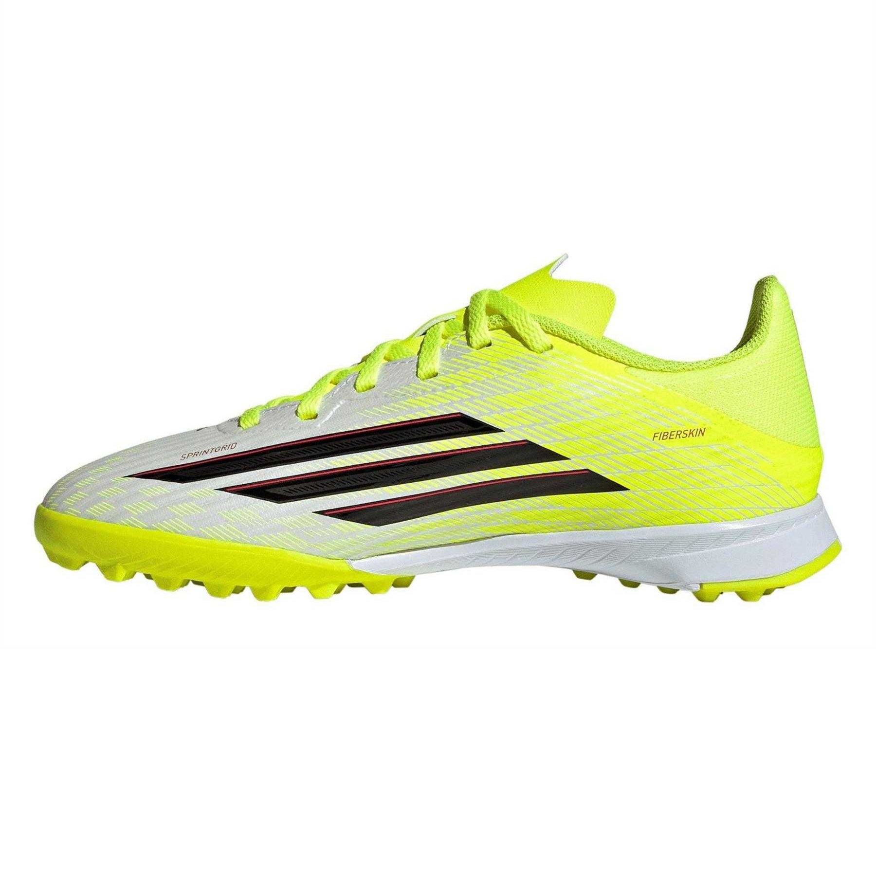 Solar Yellow - Side - Adidas Childrens-Kids F50 League Astro Turf Trainers