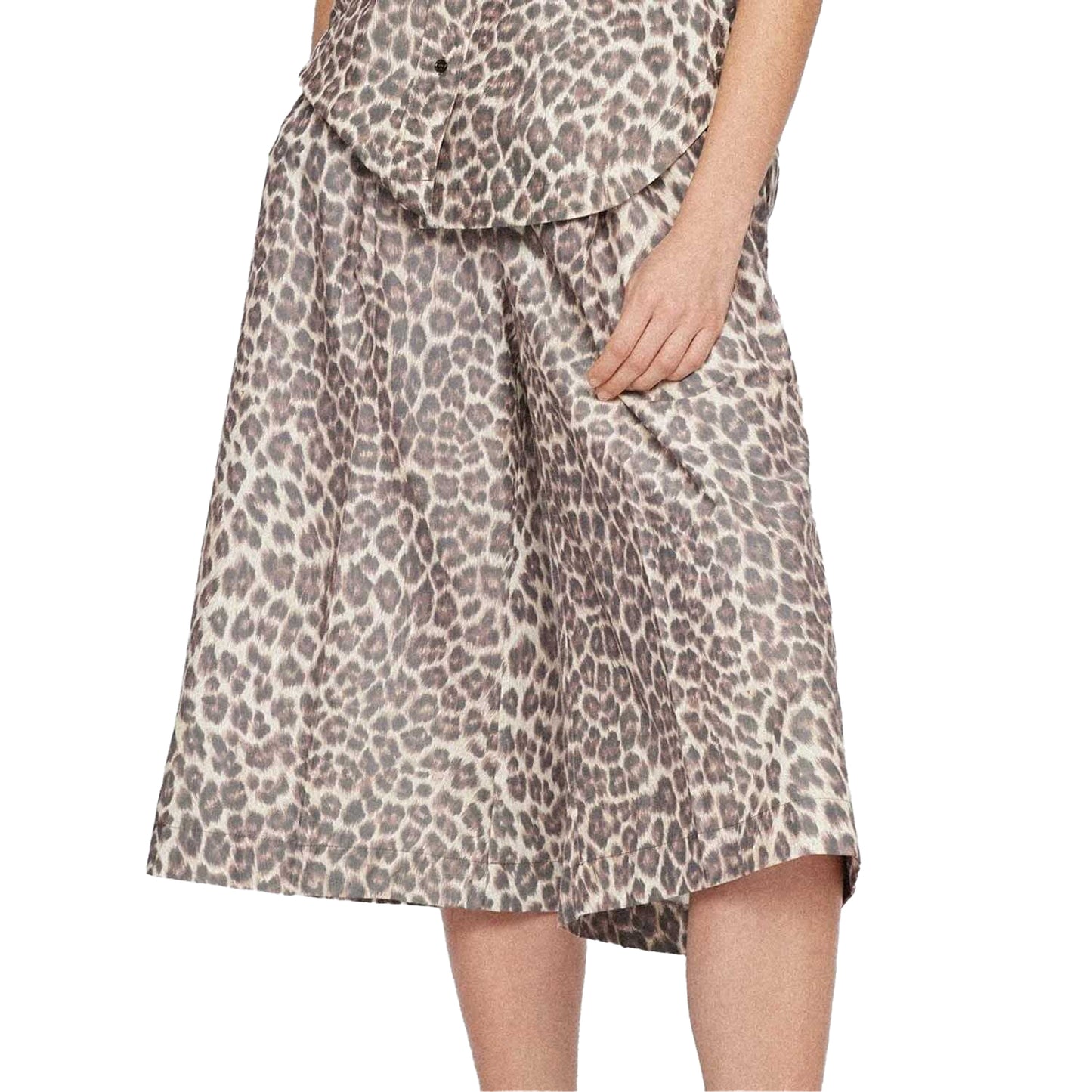 Beige-Brown-Black - Back - Boss Womens-Ladies Tanimala Leopard Print Shorts