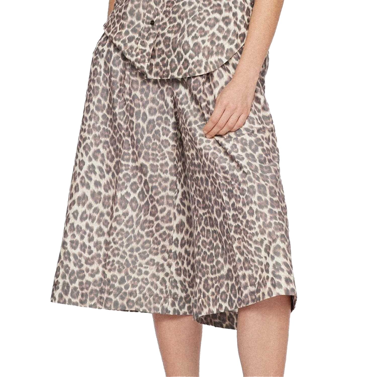 Beige-Brown-Black - Back - Boss Womens-Ladies Tanimala Leopard Print Shorts
