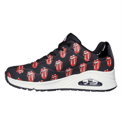 Black-Red - Back - The Rolling Stones Womens-Ladies Repeat Logo Trainers