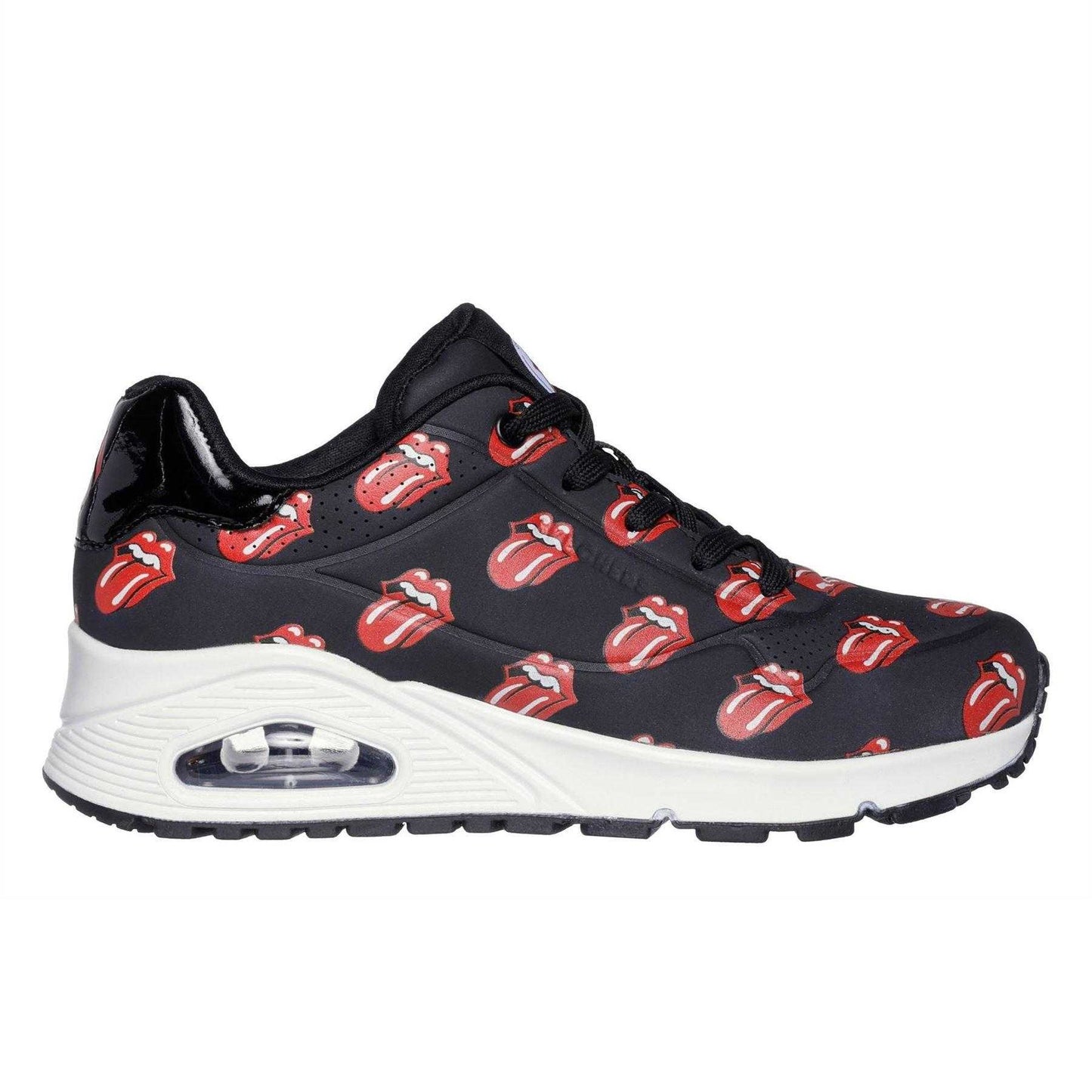 Black-Red - Side - The Rolling Stones Womens-Ladies Repeat Logo Trainers