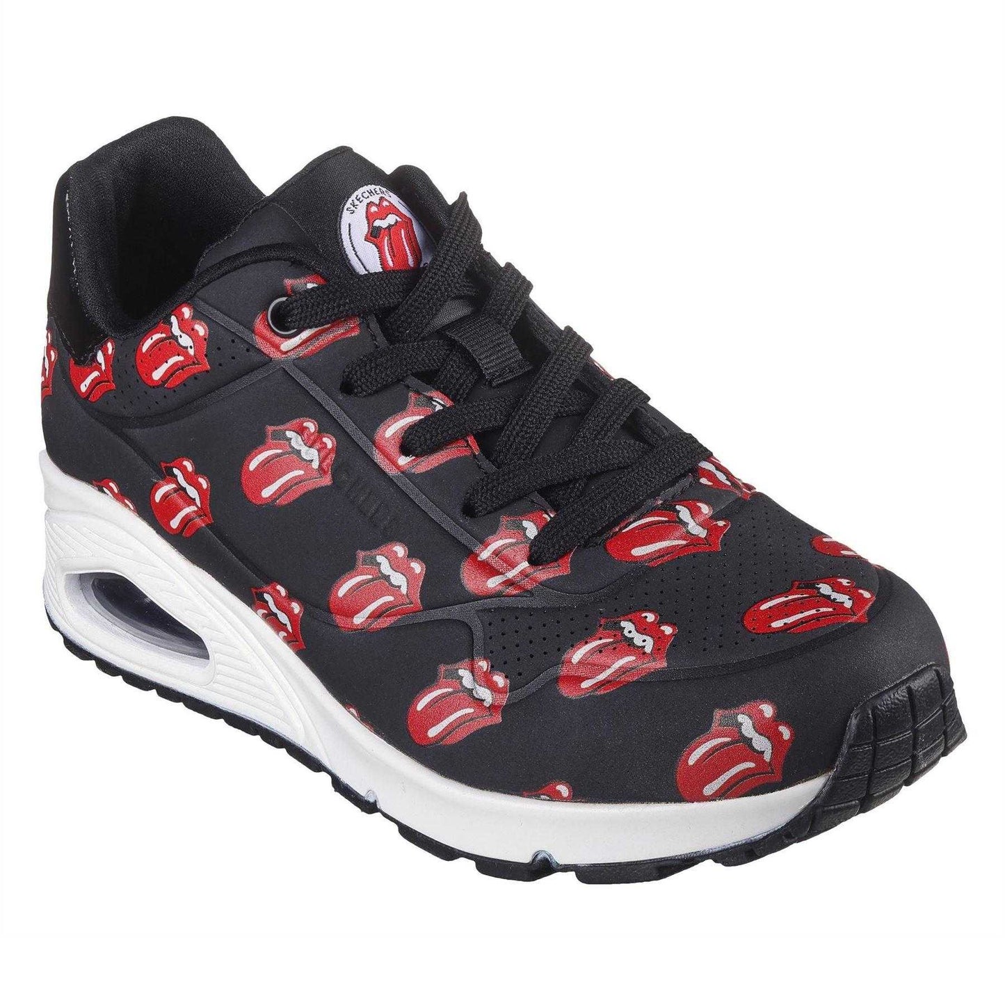 Black-Red - Front - The Rolling Stones Womens-Ladies Repeat Logo Trainers