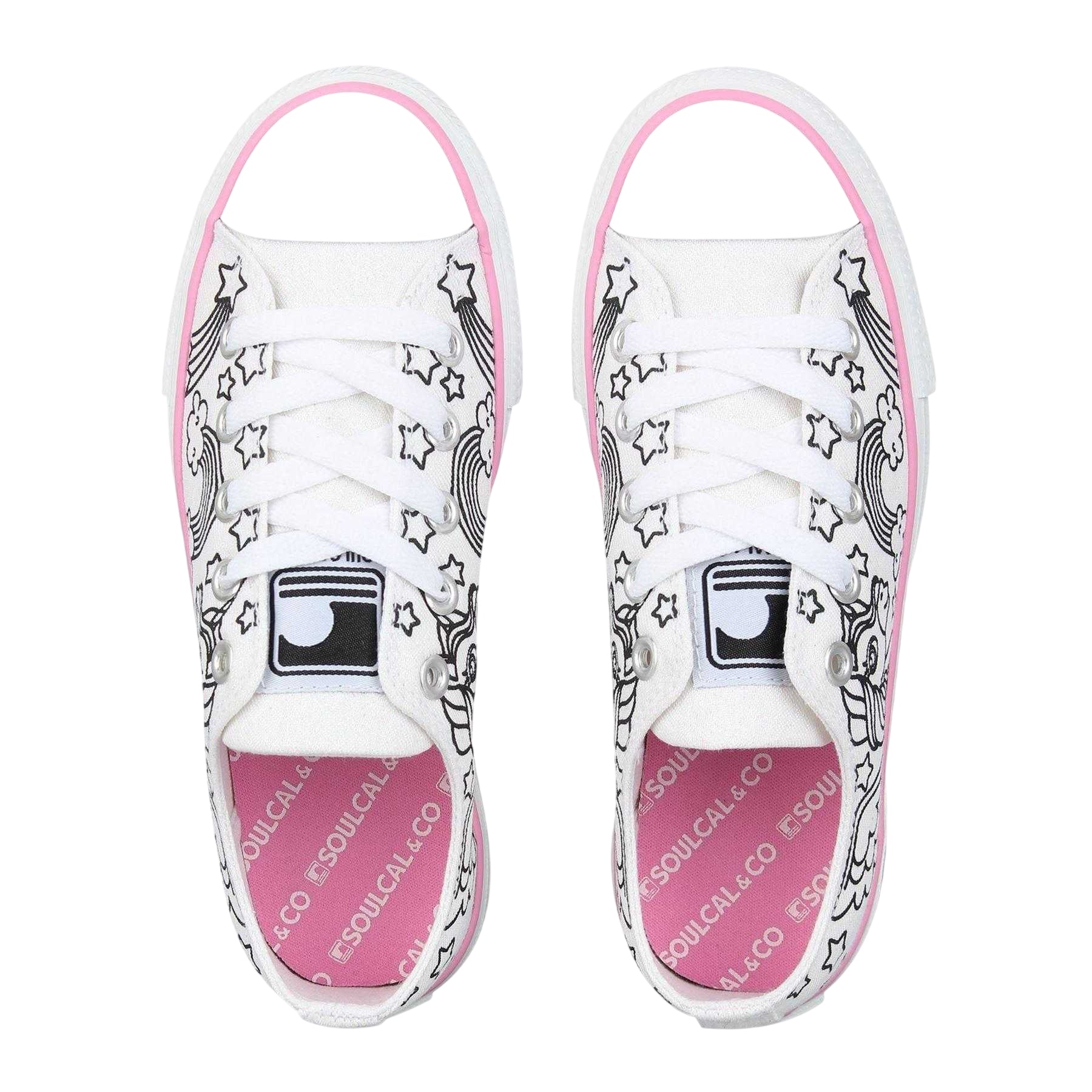 White - Side - SoulCal Childrens-Kids Unicorn Canvas Trainers