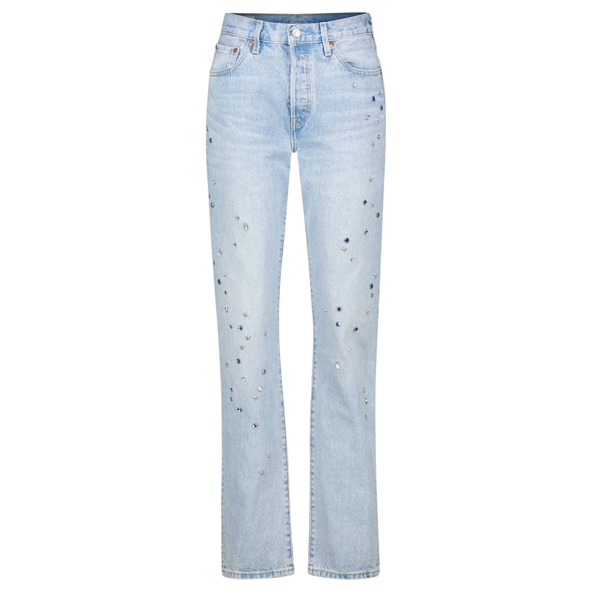 Blue - Front - Levis Womens-Ladies 501 Diamante Jeans