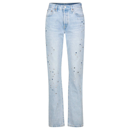 Blue - Front - Levis Womens-Ladies 501 Diamante Jeans