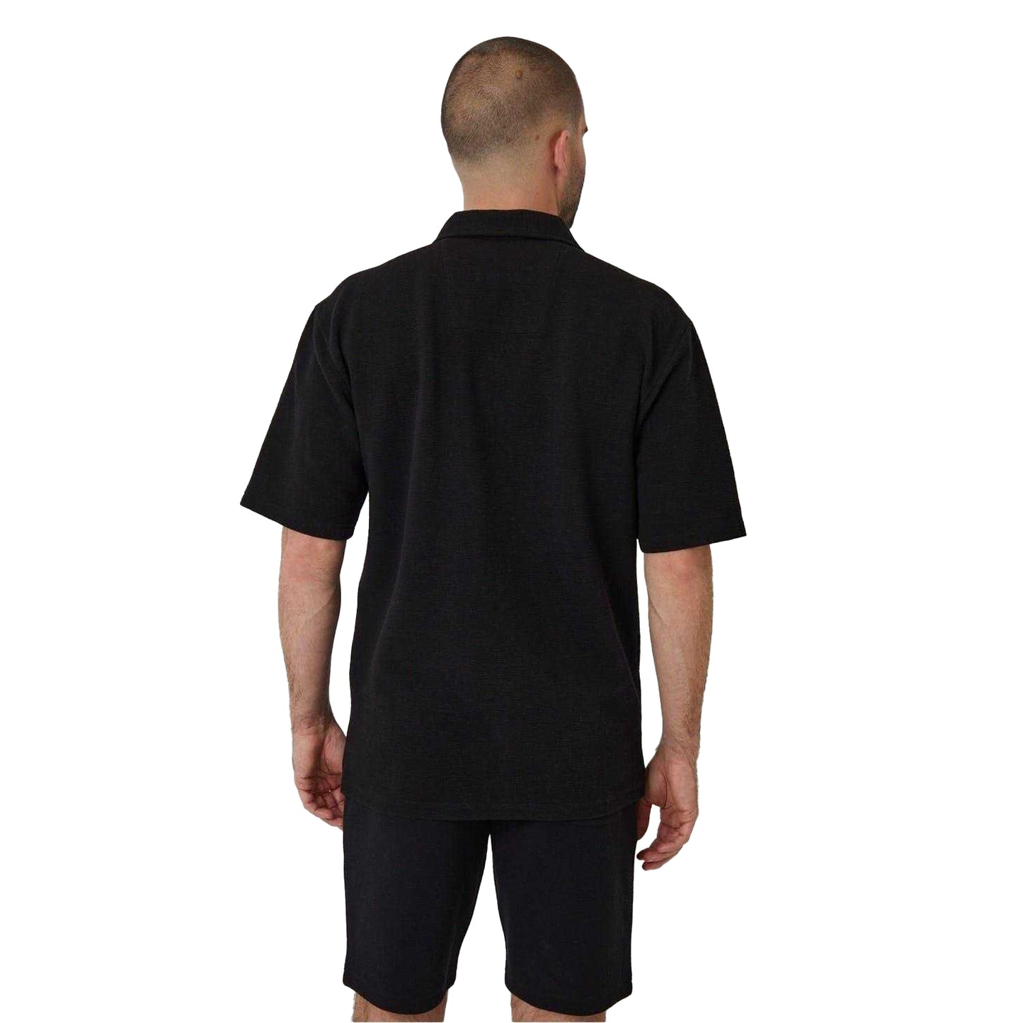 Black - Back - Threadbare Mens Embley Solid Relaxed Fit Shirt