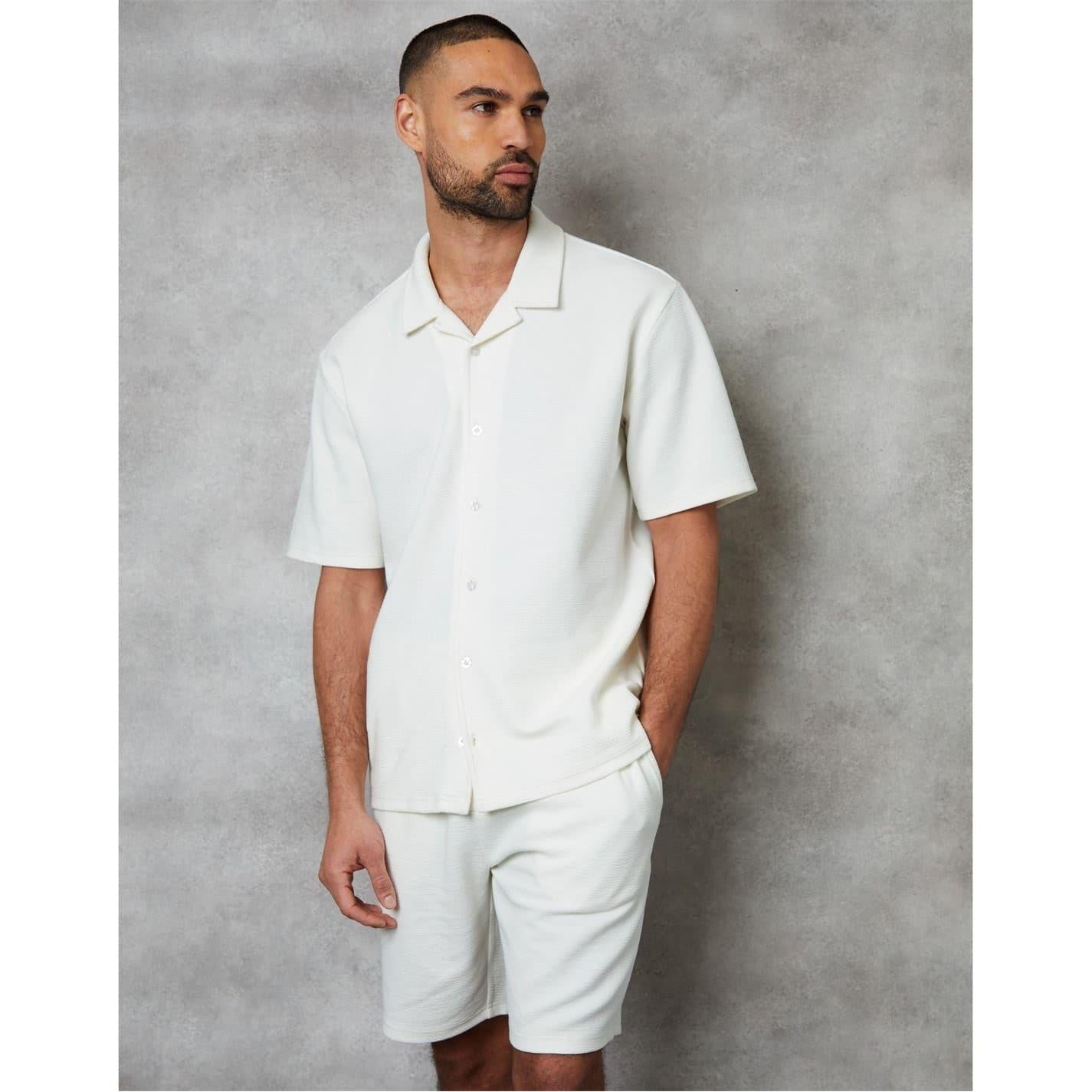 White - Front - Threadbare Mens Embley Solid Relaxed Fit Shirt