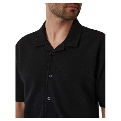 Black - Side - Threadbare Mens Embley Solid Relaxed Fit Shirt