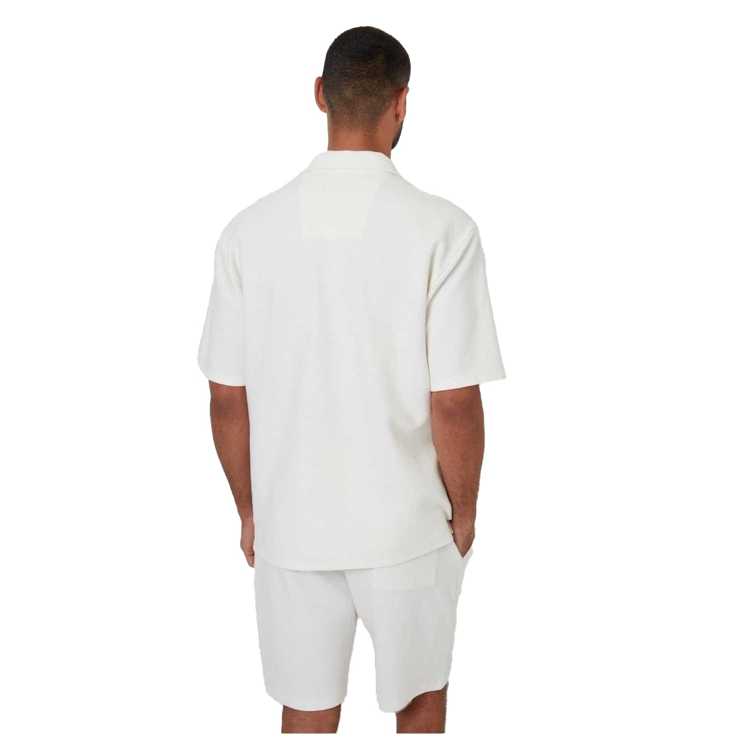Ecru - Back - Threadbare Mens Embley Solid Relaxed Fit Shirt