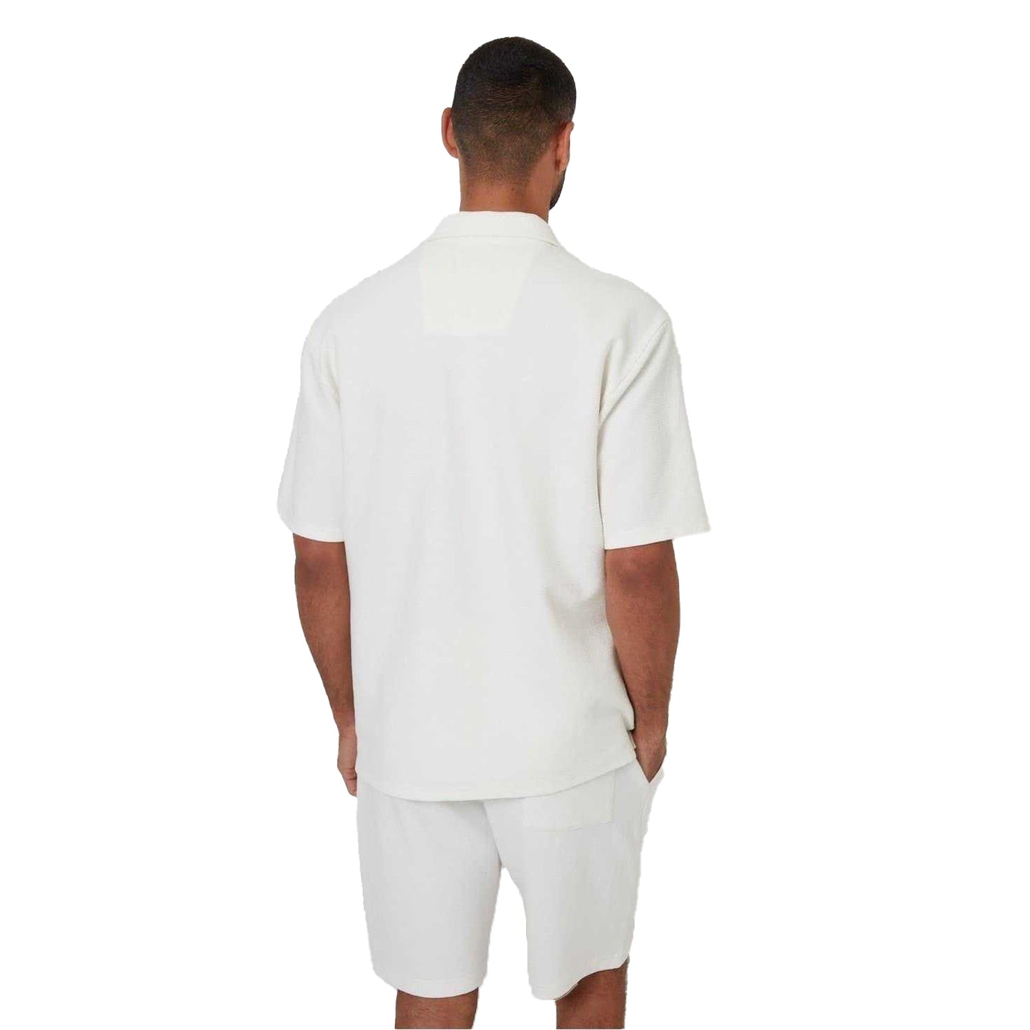 Ecru - Back - Threadbare Mens Embley Solid Relaxed Fit Shirt