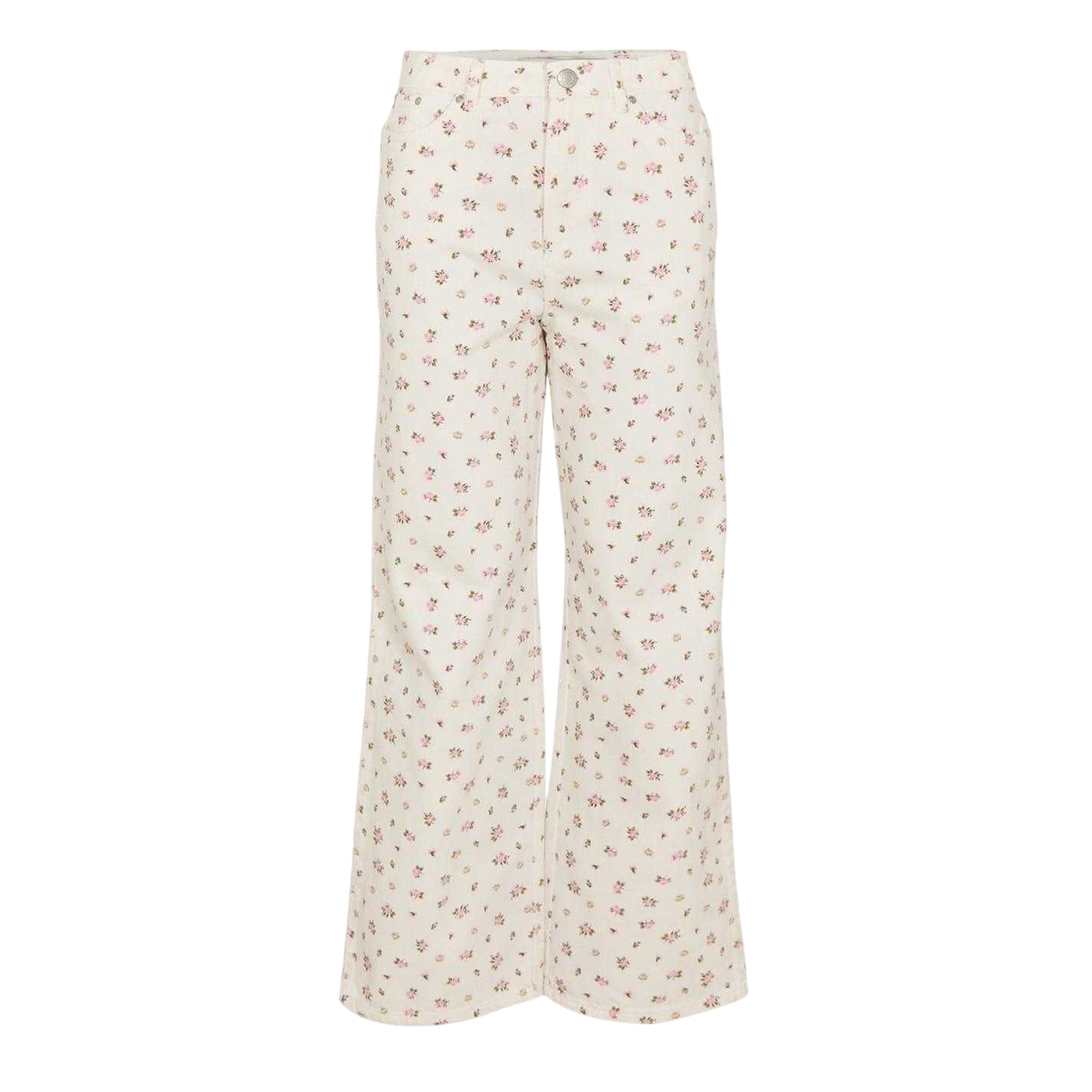 White - Front - Threadbare Womens-Ladies Soleil Floral Straight Leg Jeans