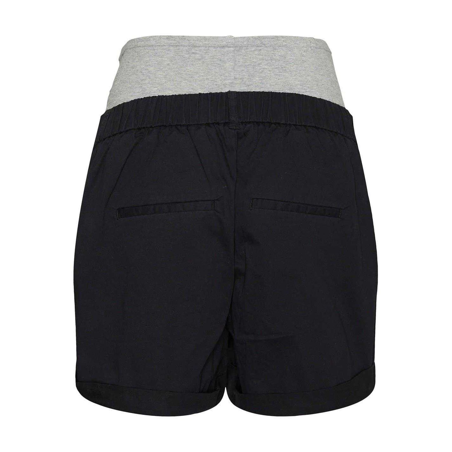 Black - Back - Mamalicious Womens-Ladies Denim Plain Maternity Shorts
