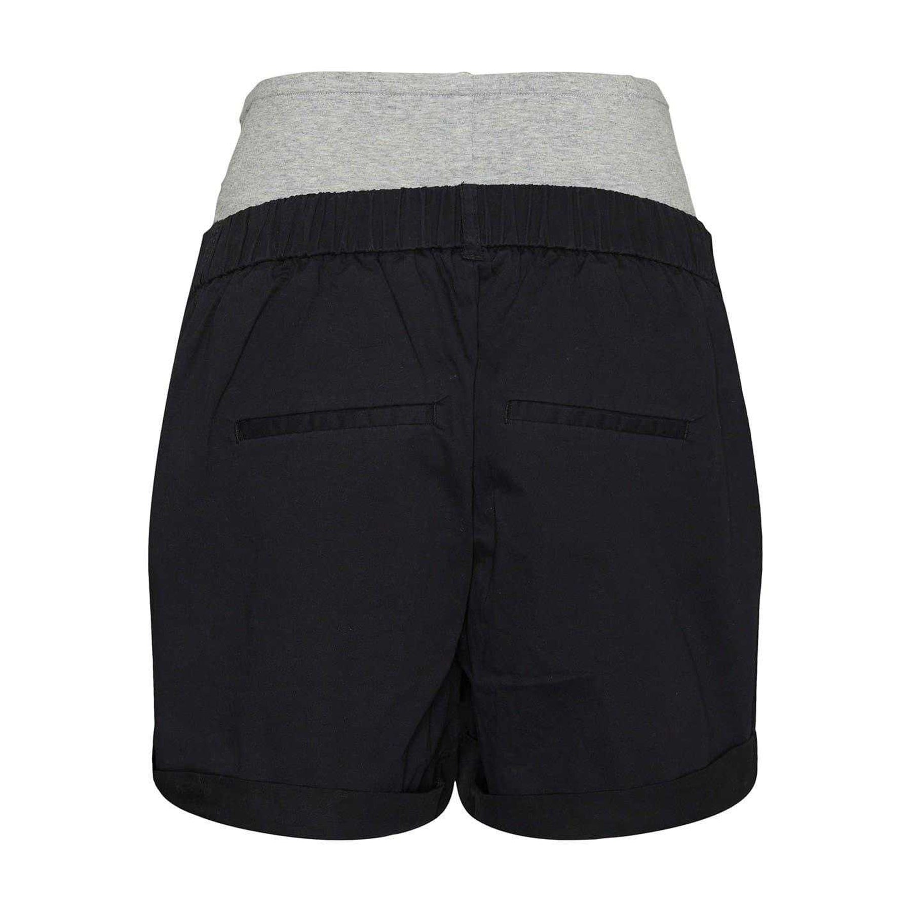 Black - Back - Mamalicious Womens-Ladies Denim Plain Maternity Shorts