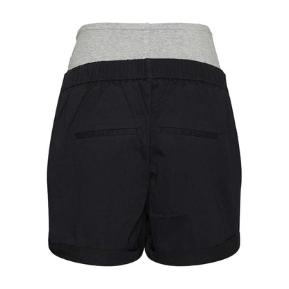 Black - Back - Mamalicious Womens-Ladies Denim Plain Maternity Shorts