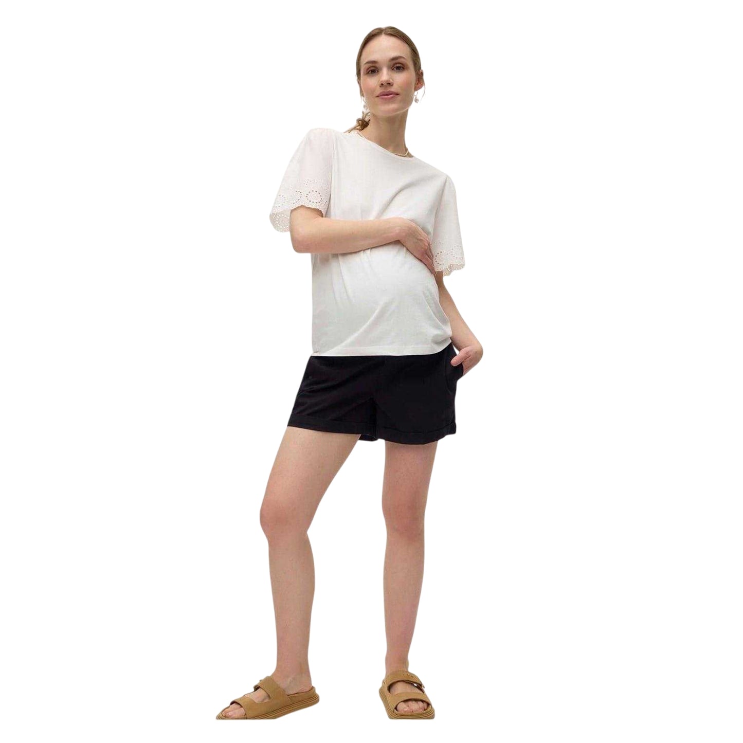 Black - Lifestyle - Mamalicious Womens-Ladies Denim Plain Maternity Shorts