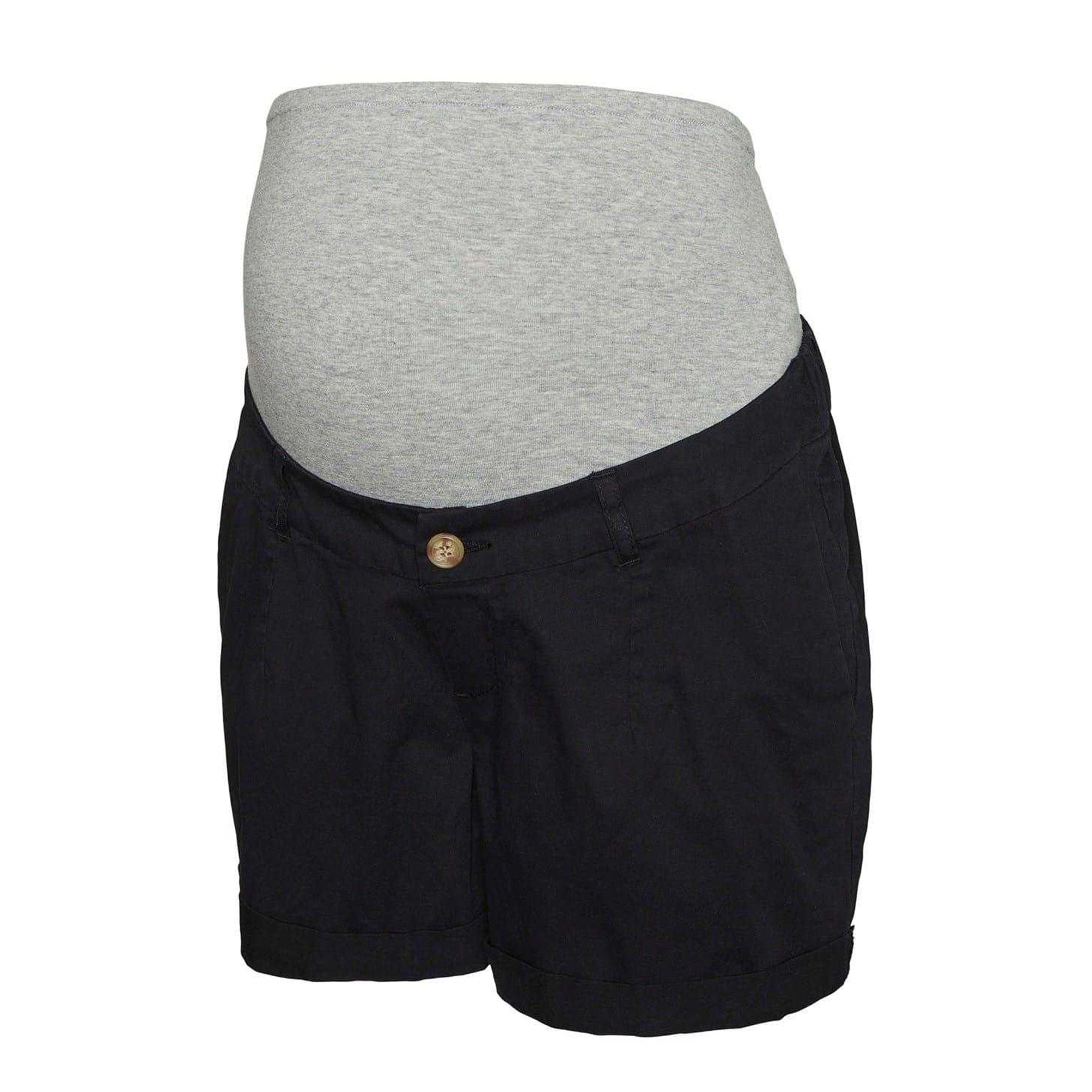 Black - Front - Mamalicious Womens-Ladies Denim Plain Maternity Shorts