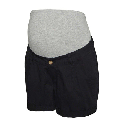 Black - Front - Mamalicious Womens-Ladies Denim Plain Maternity Shorts
