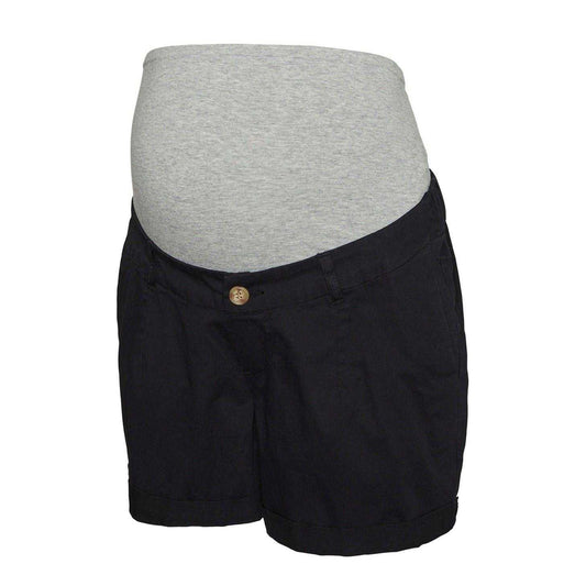 Black - Front - Mamalicious Womens-Ladies Denim Plain Maternity Shorts