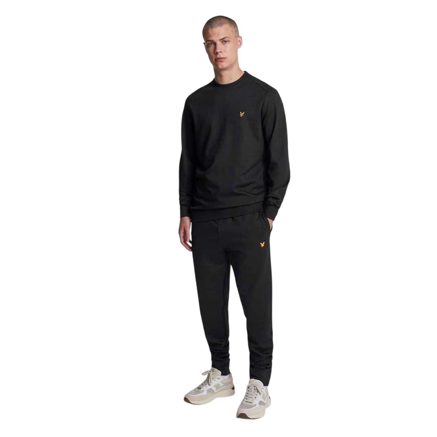 Jet Black - Side - Lyle & Scott Mens Logo Slim Joggers