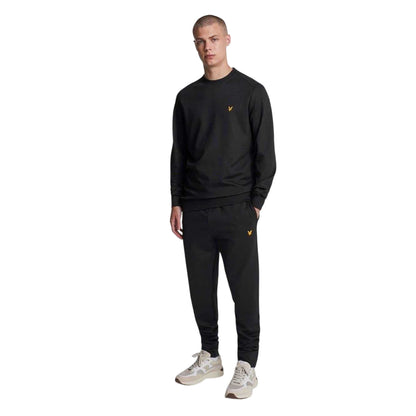 Jet Black - Side - Lyle & Scott Mens Logo Slim Joggers