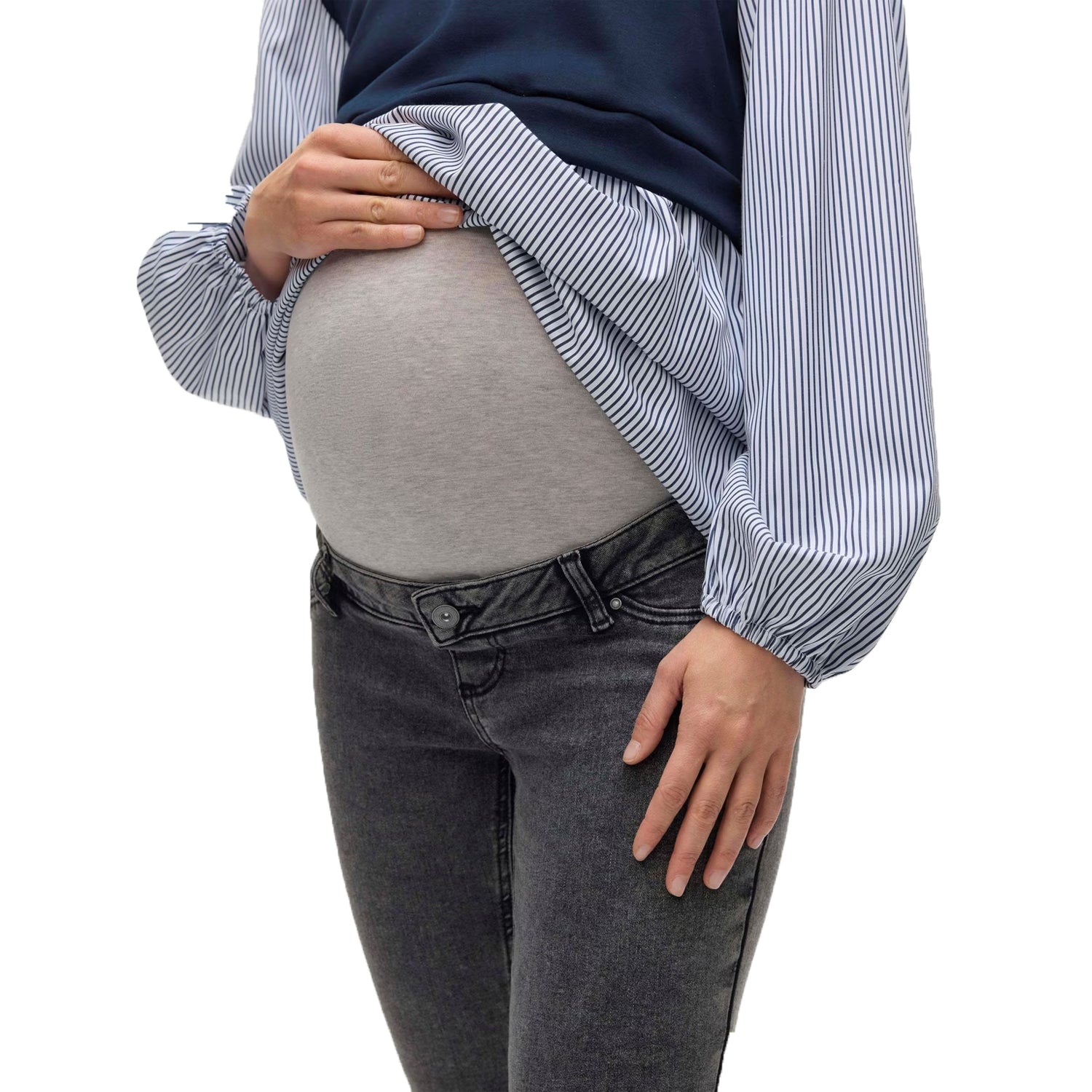 Black - Side - Mamalicious Womens-Ladies Mlosaka 5 Pockets Maternity Jeans