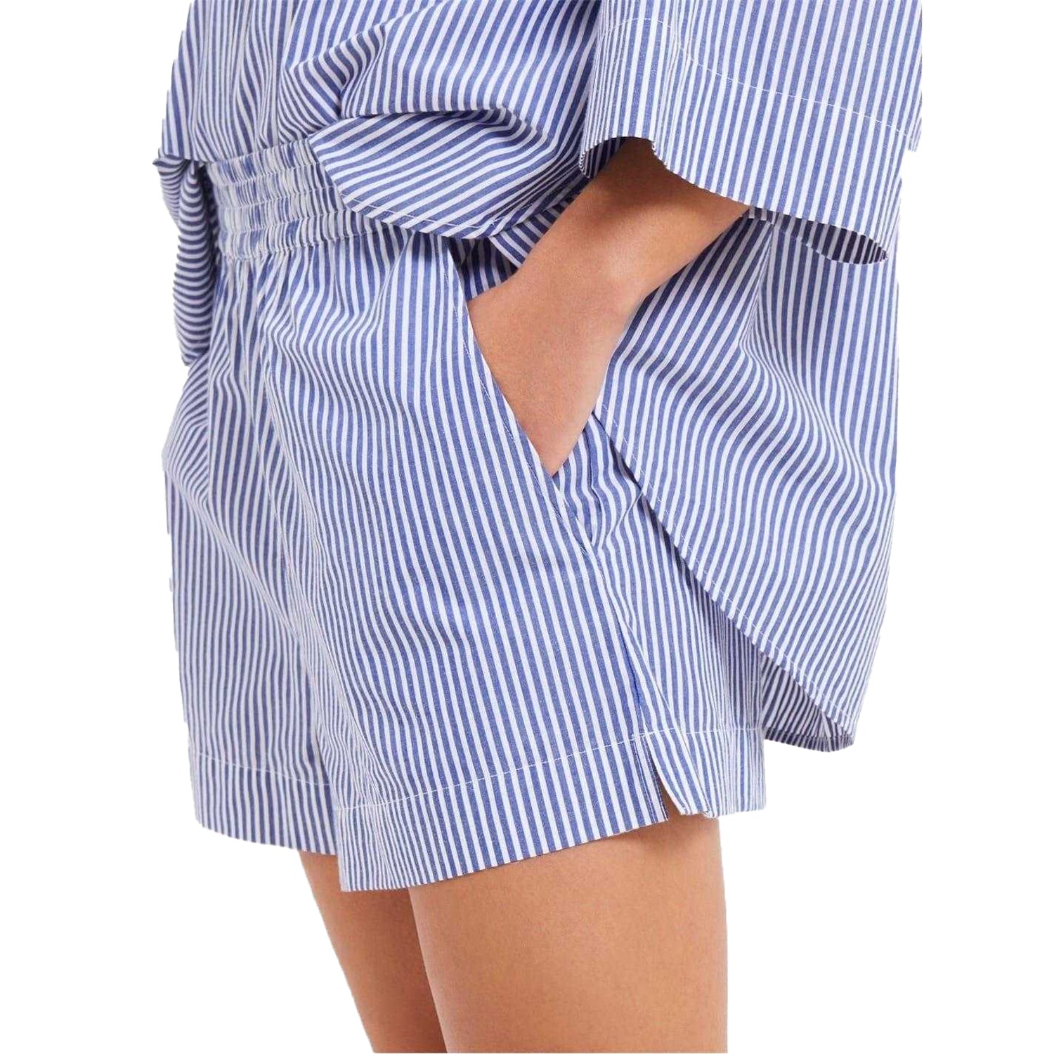 White-Marine - Side - French Connection Womens-Ladies Rhodes Striped Shirt