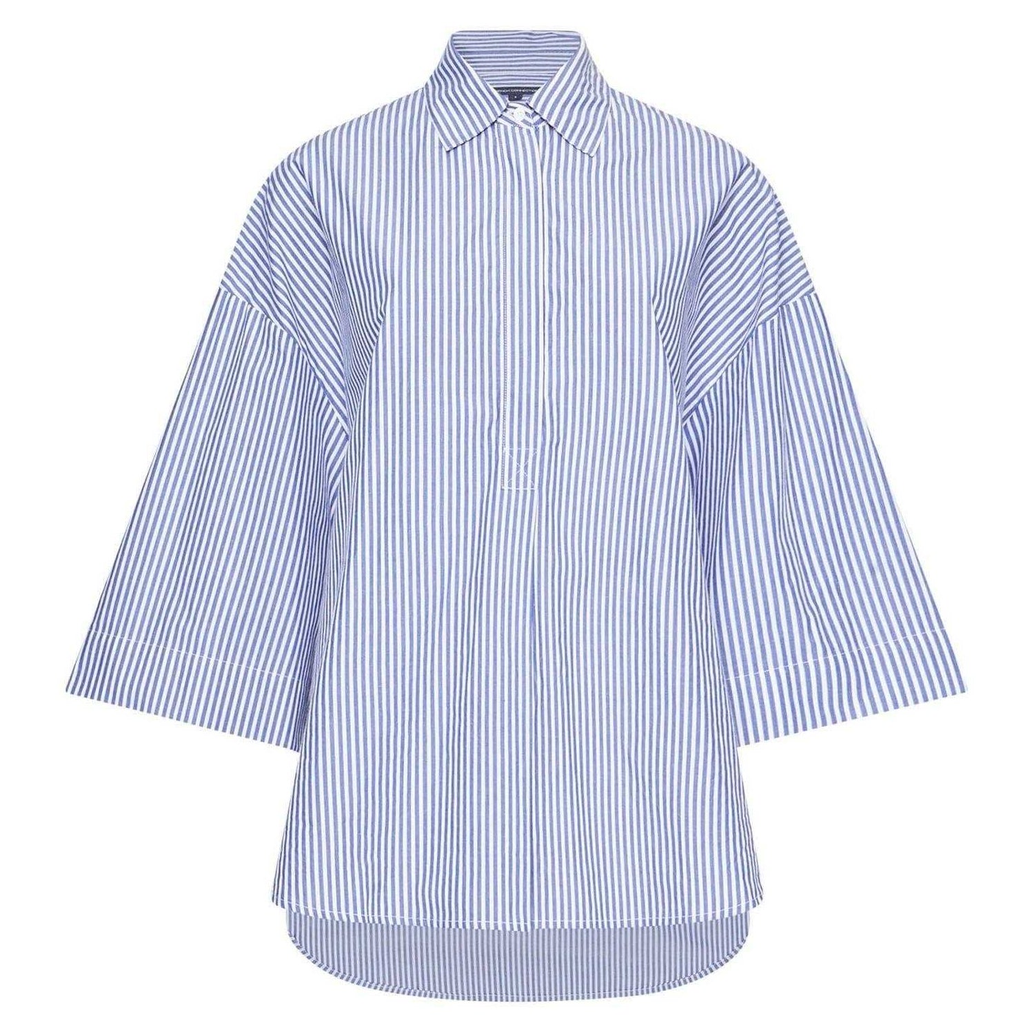 White-Marine - Front - French Connection Womens-Ladies Rhodes Striped Shirt