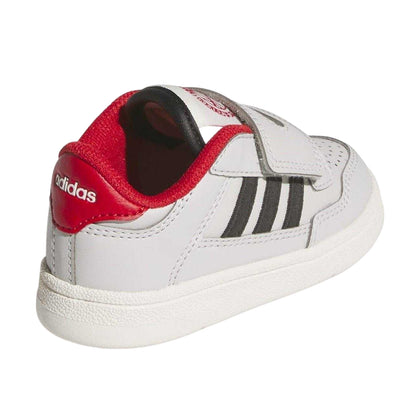Grey-Black-Red - Back - Adidas Baby Rapid Court Suede Panel Trainers