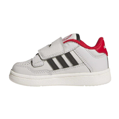 Grey-Black-Red - Side - Adidas Baby Rapid Court Suede Panel Trainers