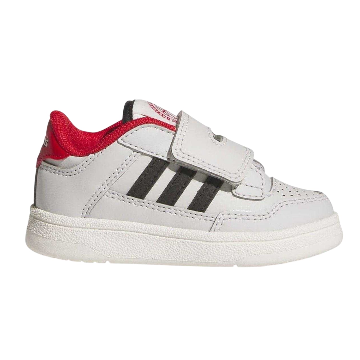 Grey-Black-Red - Front - Adidas Baby Rapid Court Suede Panel Trainers