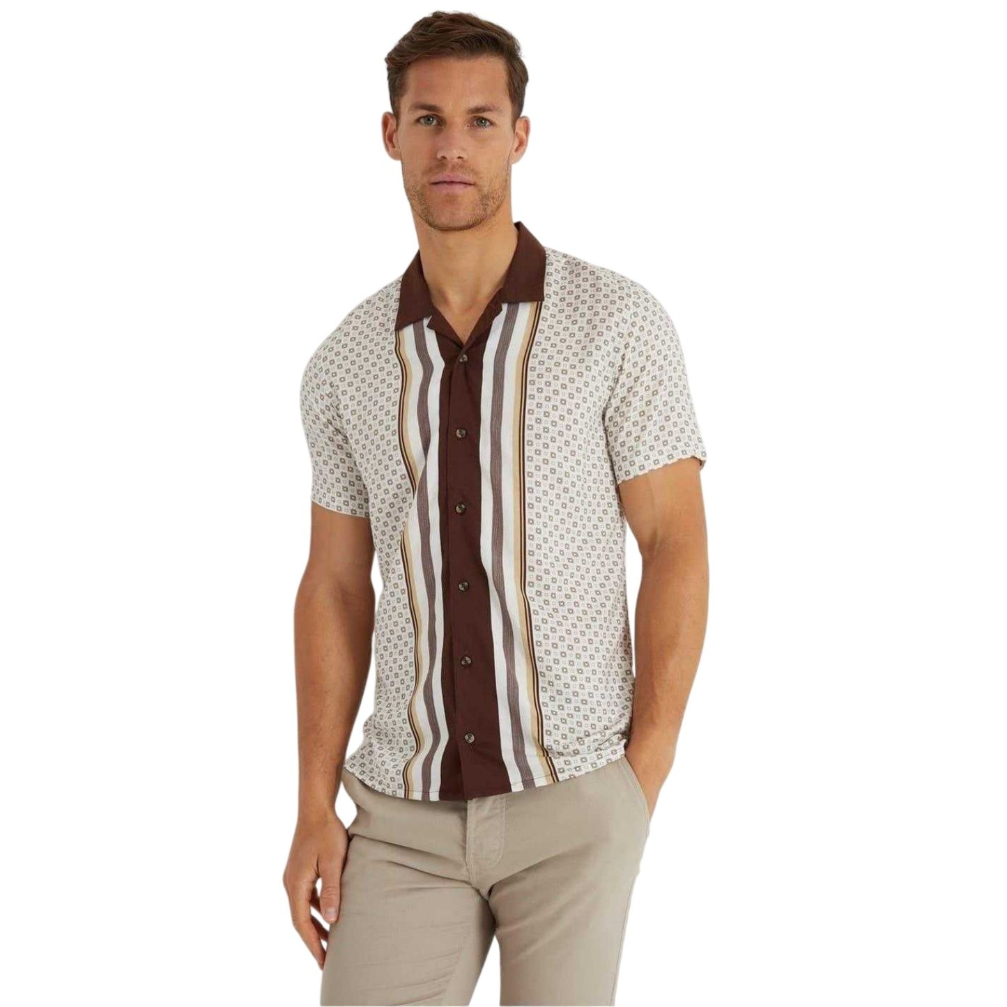 Cream - Front - Threadbare Mens Patterned Shirt