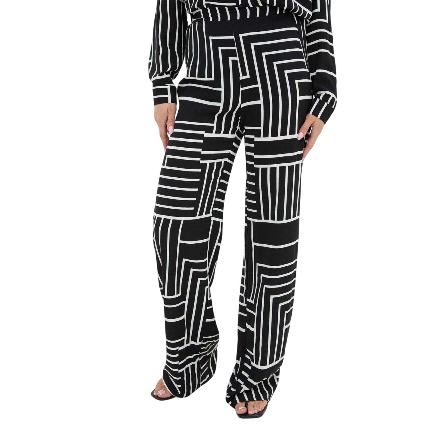 Black - Front - I Saw It First Womens-Ladies Crepe Wide Leg Trousers
