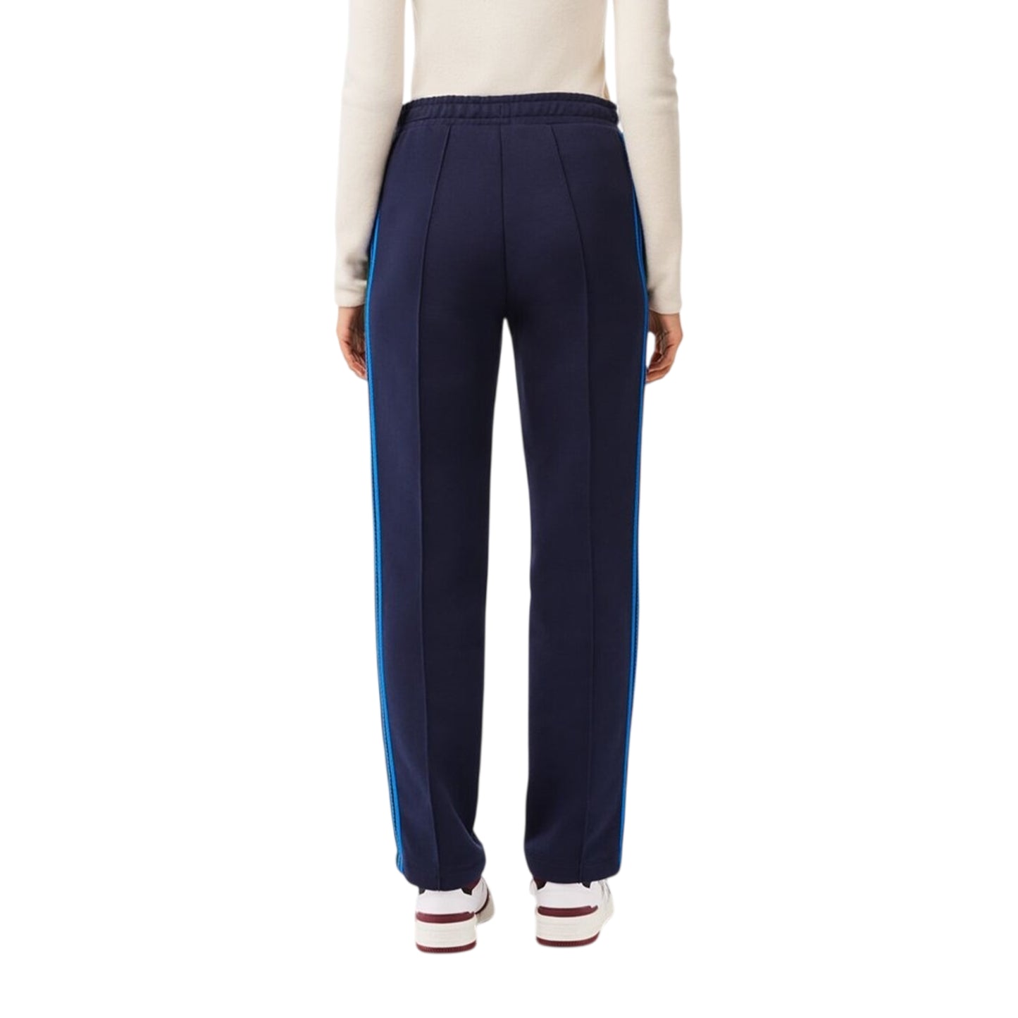Navy Blue - Back - Lacoste Womens-Ladies Side Stripe Regular Tracksuit Bottoms