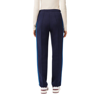 Navy Blue - Back - Lacoste Womens-Ladies Side Stripe Regular Tracksuit Bottoms