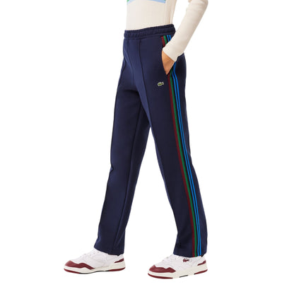 Navy Blue - Side - Lacoste Womens-Ladies Side Stripe Regular Tracksuit Bottoms